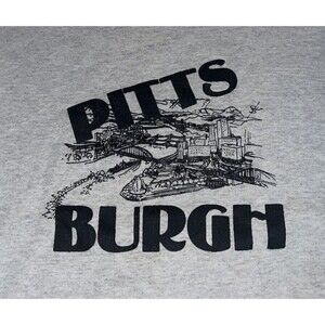 Vintage 80s Pittsburgh City And Bridge Skyline Crewneck Sweatshirt XL 22x24 a2